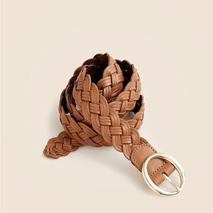 J. Crew Braided Italian leather Brown Belt with Gold Buckle CG072 $90